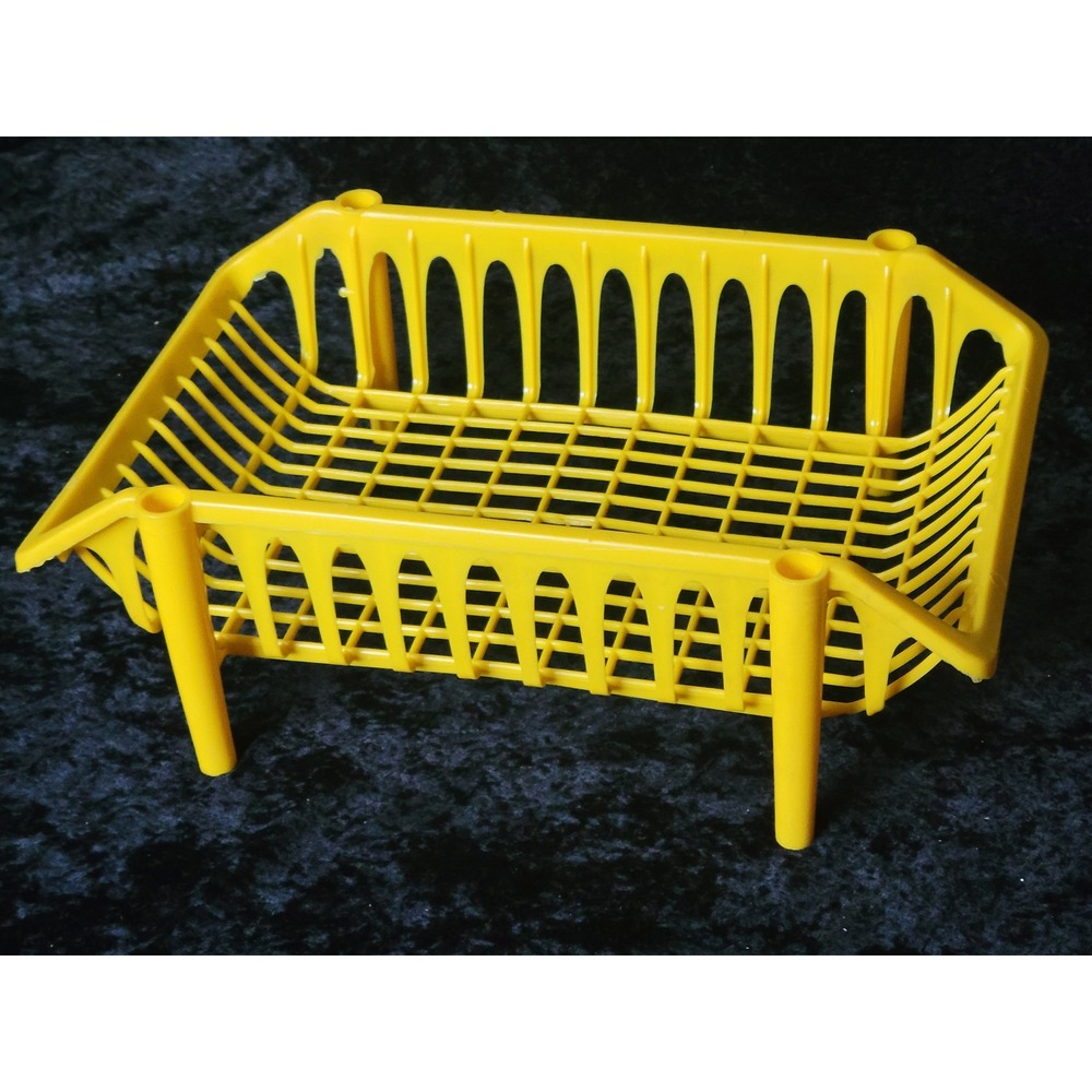 Vtg Yellow Plastic Stackable Storage Basket Grid Organizer paper toys office